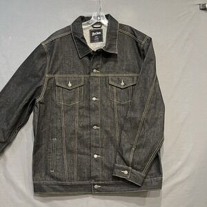 Denim Trucker Jacket Mens 4XL Blac Biker Grunge Trust Jeans Big & Tall Coat